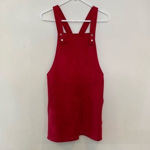 Forever 21- Red Velvet Overall Dress- size Small